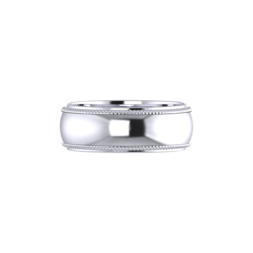 Wide Half round Millgrain Platinum
