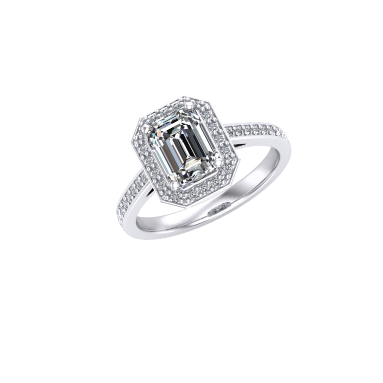 Platinum Emerald Cut halo