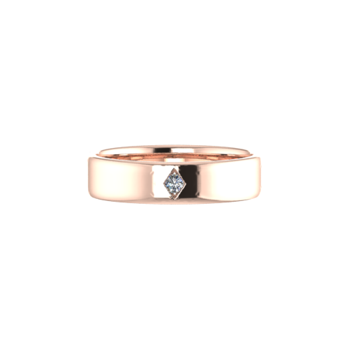 Single set plain band 18ct Rose